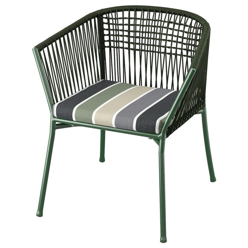 Armchair, Outdoor, Dark Green/Frösön/Duvholmen Stripe Patter Outdoor Dark Green/Frösön/Duvholmen Stripe Pattern