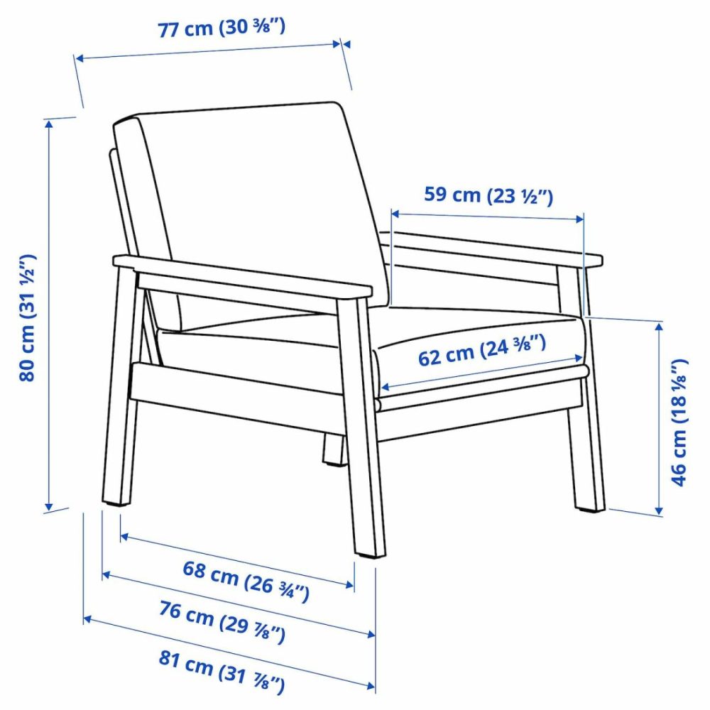 Armchair, Outdoor, Gray Stained/Järpön/Duvholmen Anthracit Outdoor Gray Stained/Järpön/Duvholmen Anthracite