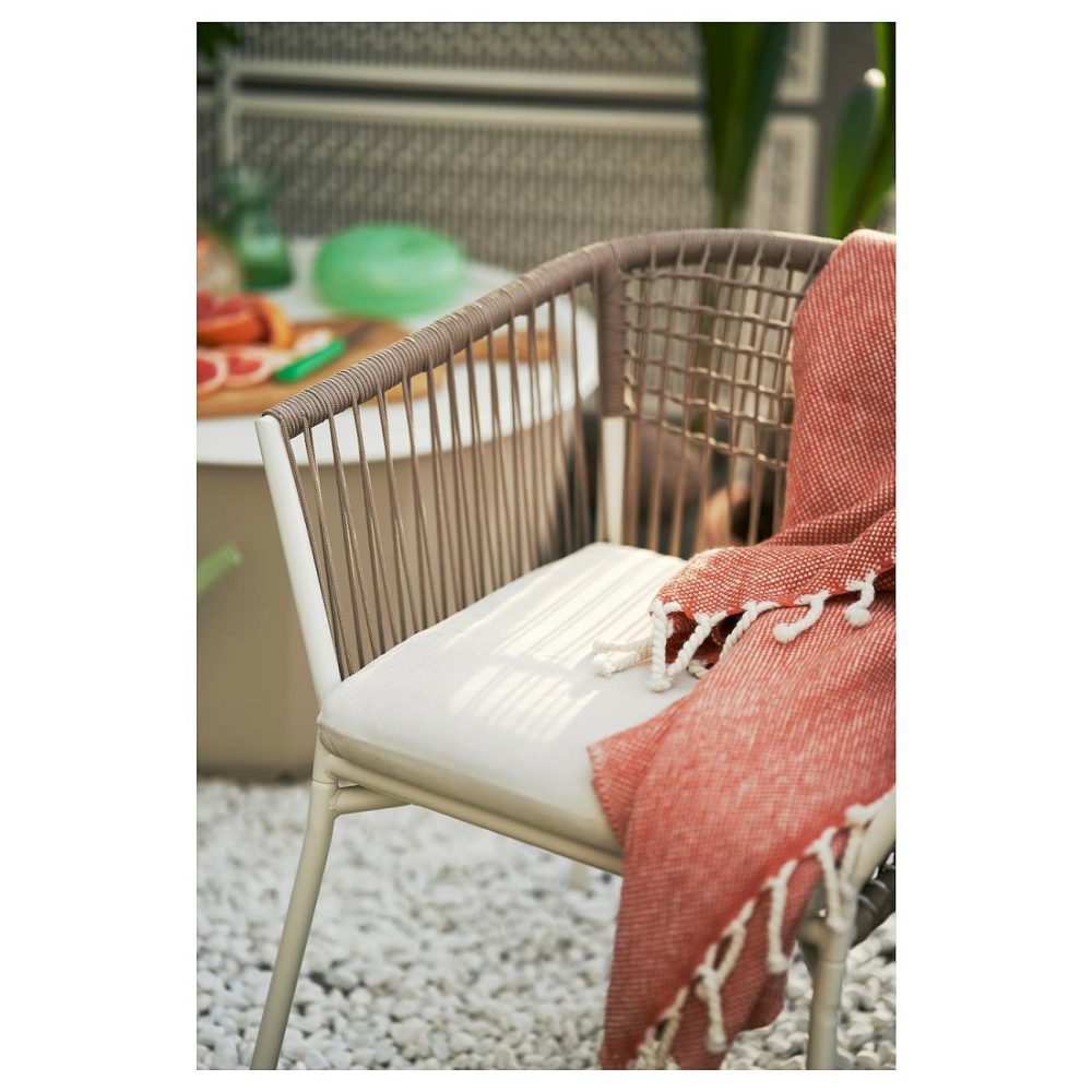 Armchair, Outdoor, White/Beig Outdoor White/Beige