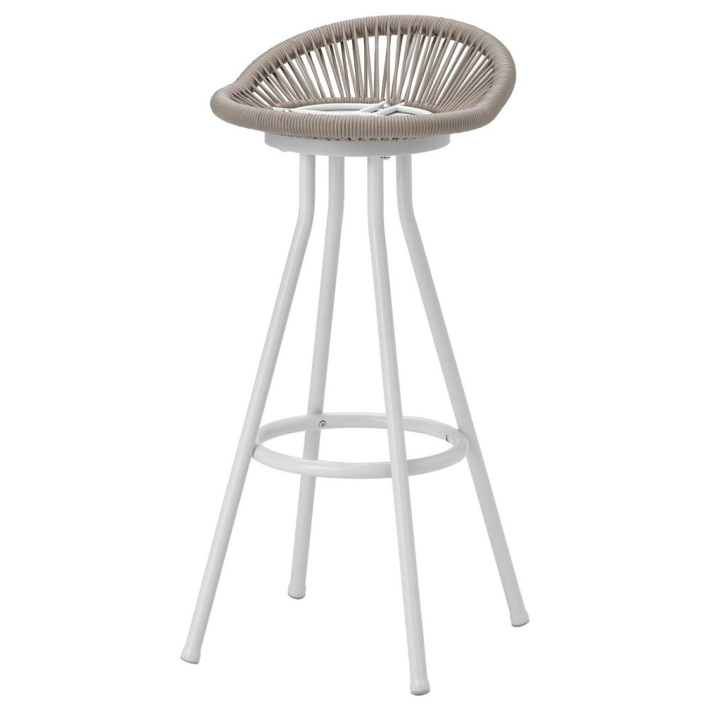 Bar Stool, Outdoor, Swivel White/Beig Outdoor