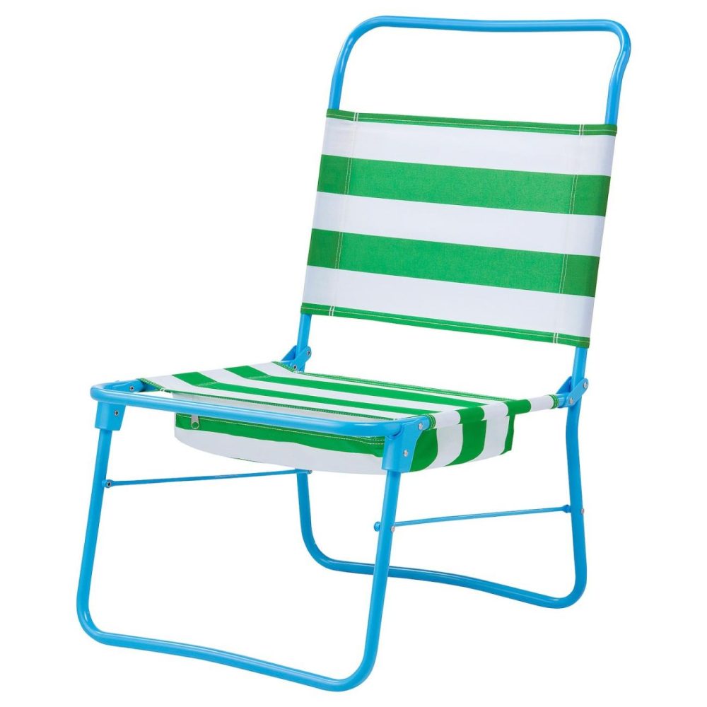 Beach Chair, White Green/Blu Outdoor