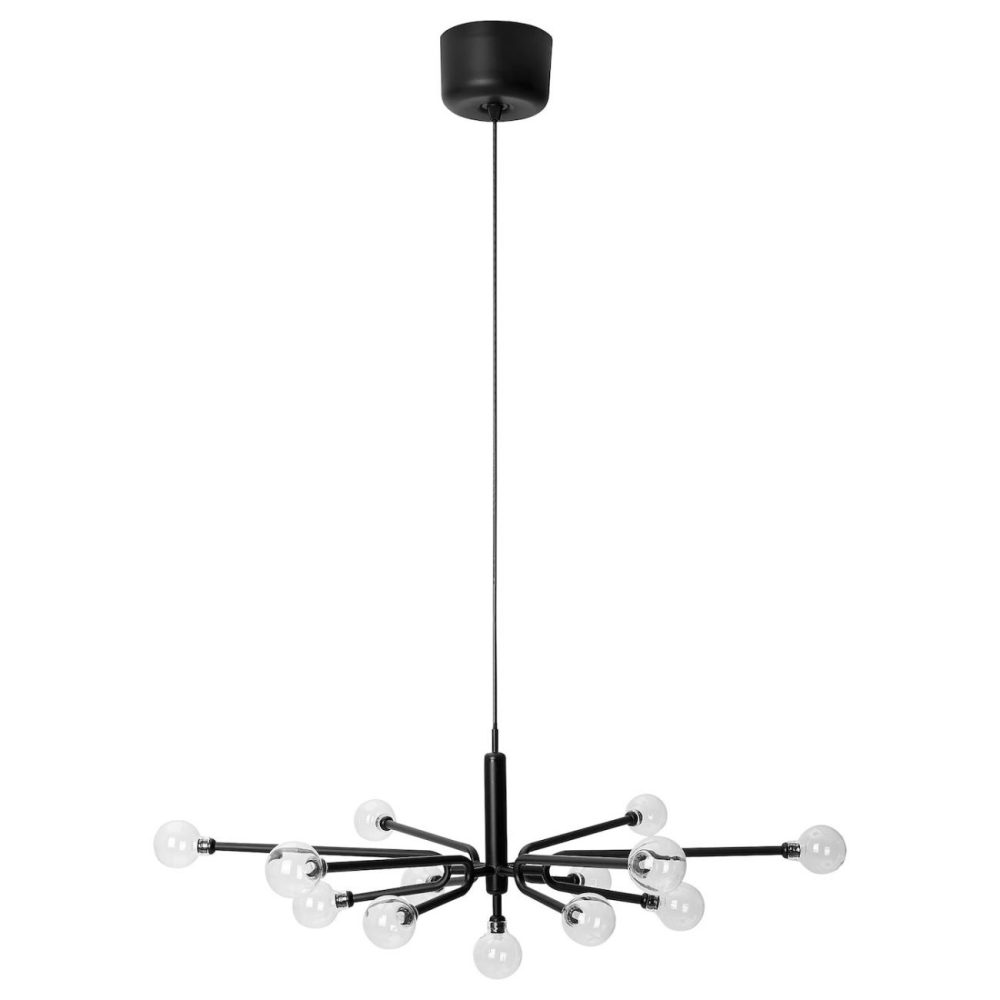 Chandelier W Light Bulbs, 13-Arm, Blac Ceiling Lights