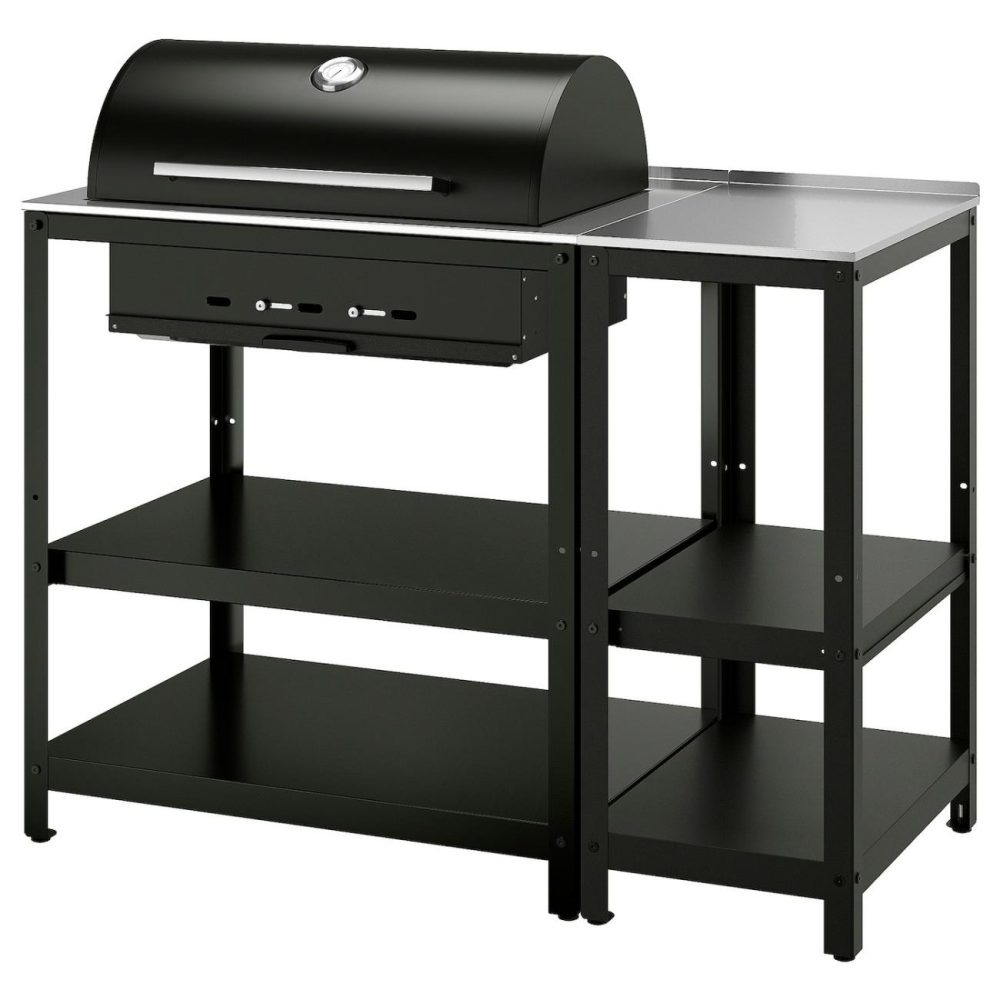 Charcoal Grill W Kitchen Island, Stainless Steel/Outdoor Outdoor