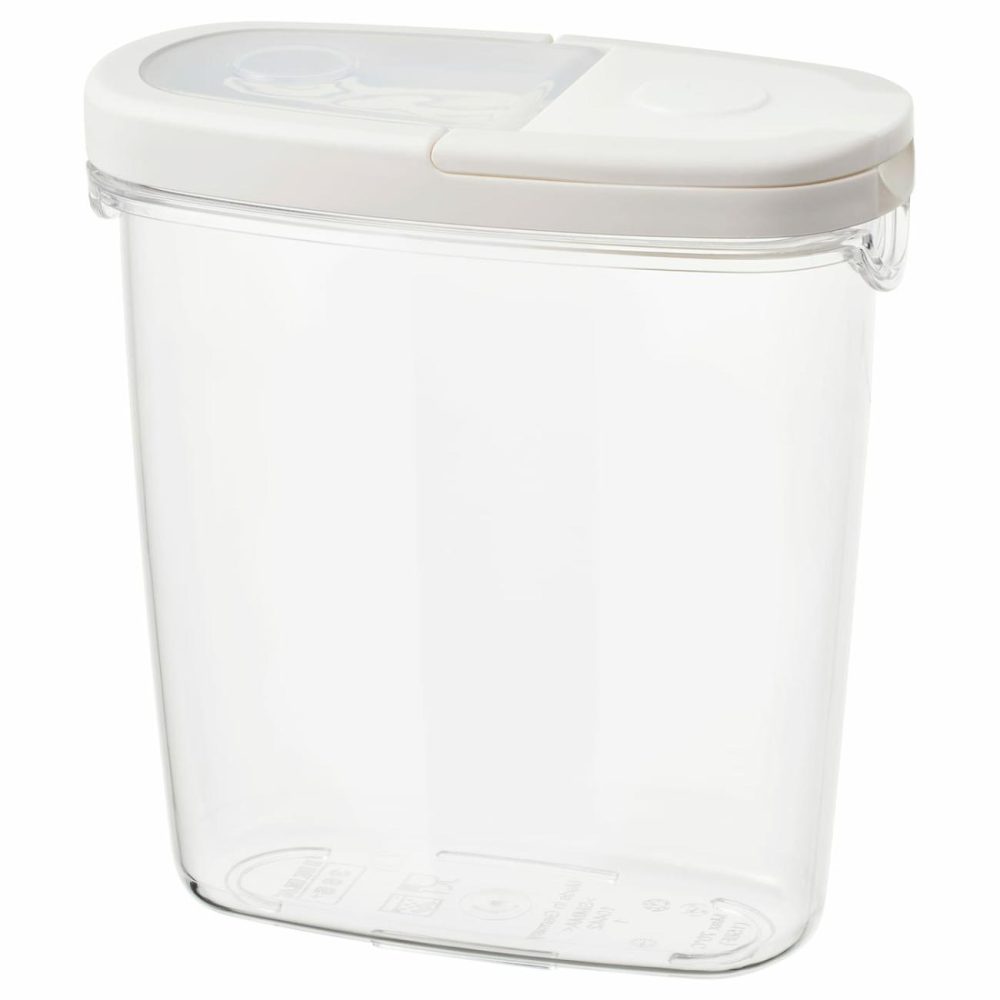 Dry Food Jar With Lid, Clear/White Outdoor