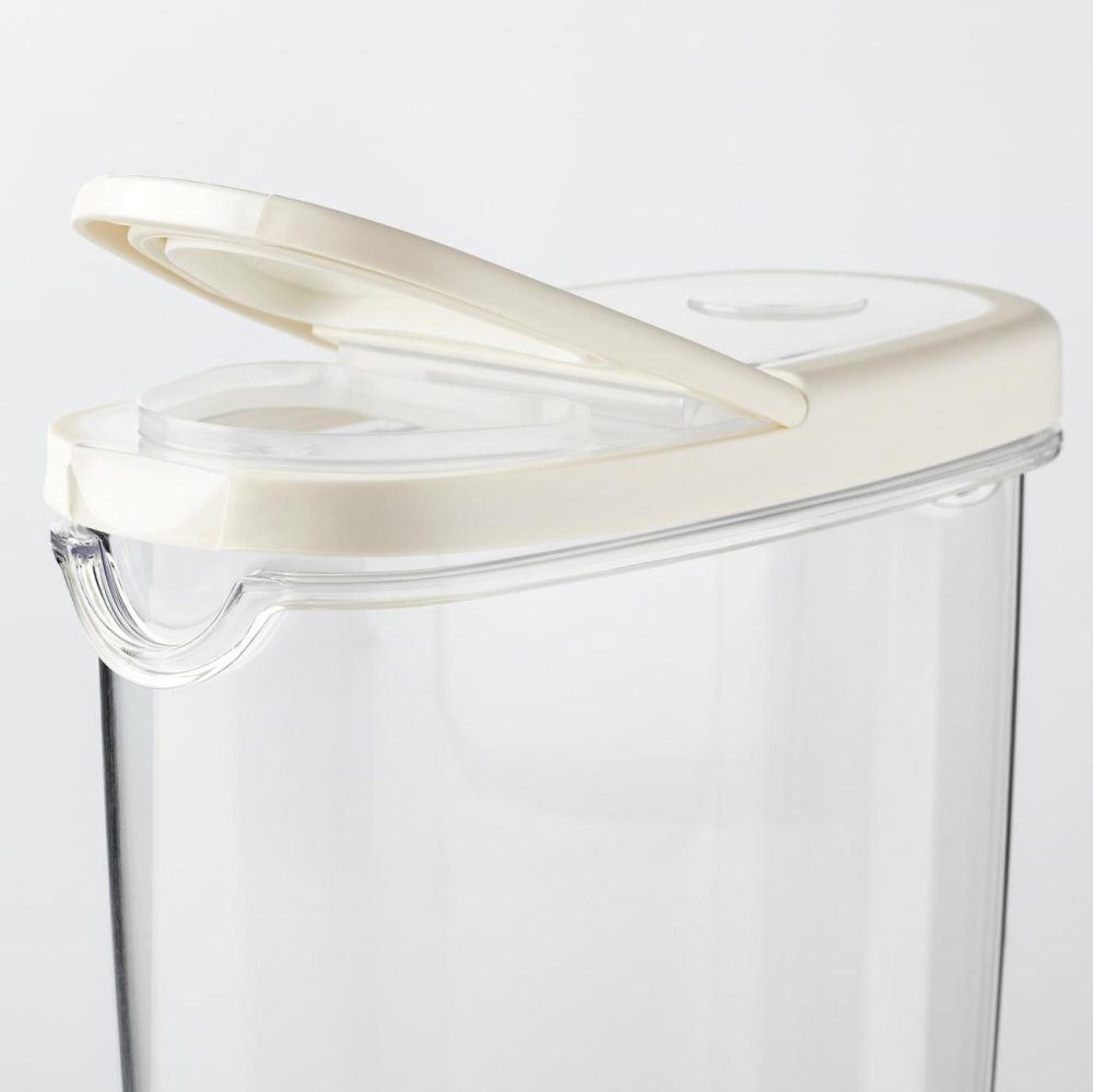 Dry Food Jar With Lid, Clear/White Outdoor