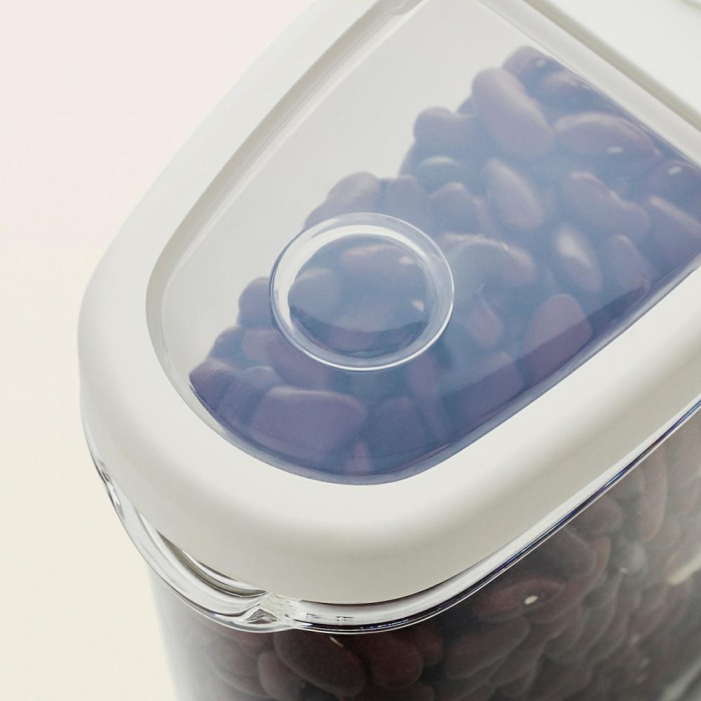 Dry Food Jar With Lid, Clear/White Outdoor