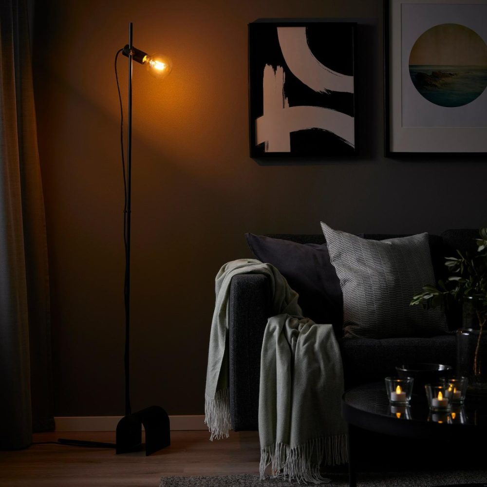 Floor Lamp With Led Bulb, Blac Floor Lamps Black