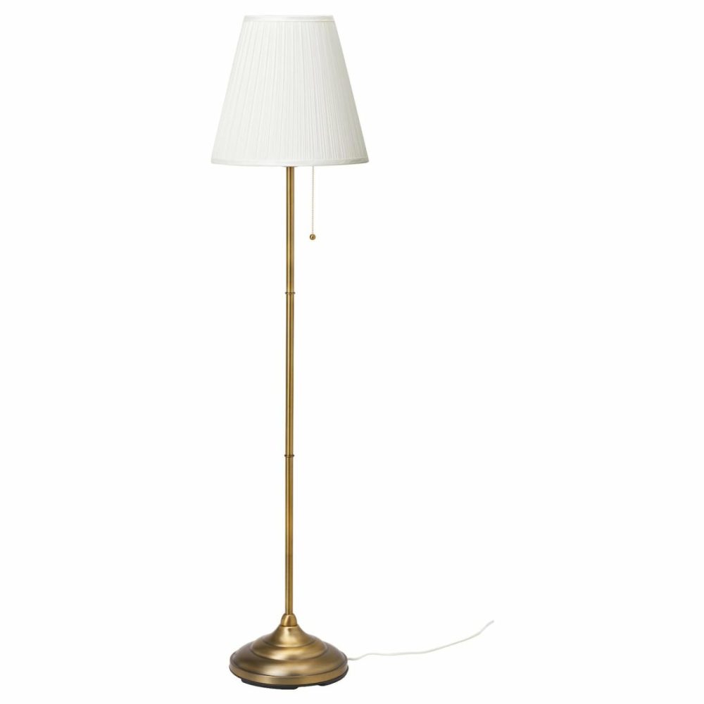 Floor Lamp With Led Bulb, Brass/Whit Floor Lamps Brass/White