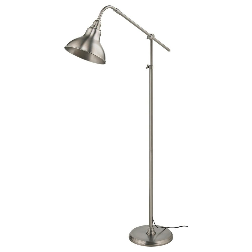 Floor/Reading Lamp With Led Bulb, Pewter Effec Floor Lamps