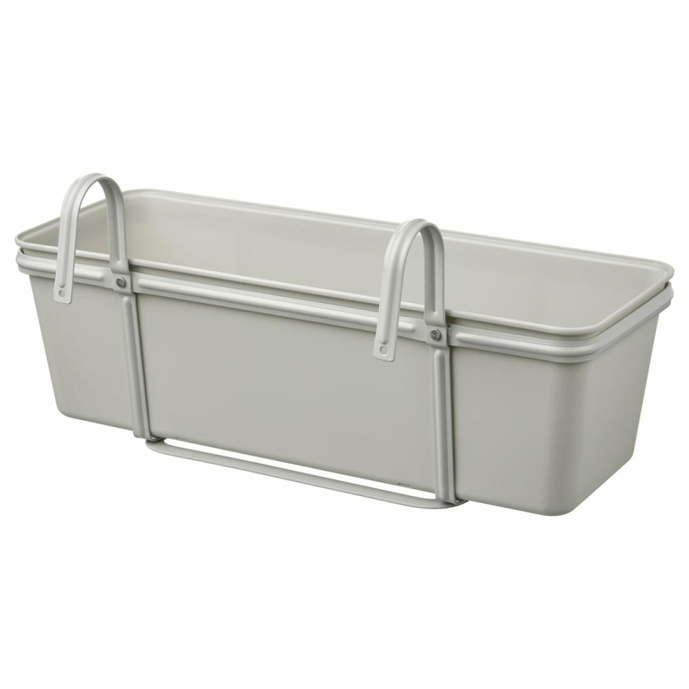 Flower Box With Holder, Outdoor Light Gray Outdoor