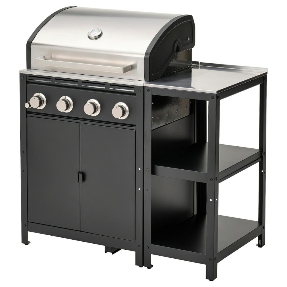 Gas Grill W Kitchen Island, Stainless Steel/Outdoor Outdoor