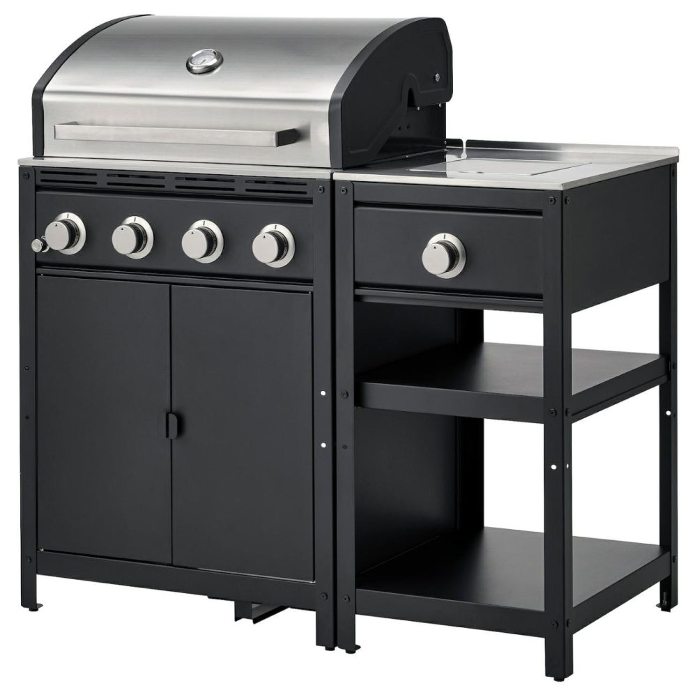 Gas Grill With Side Burner, Stainless Steel/Outdoor Outdoor