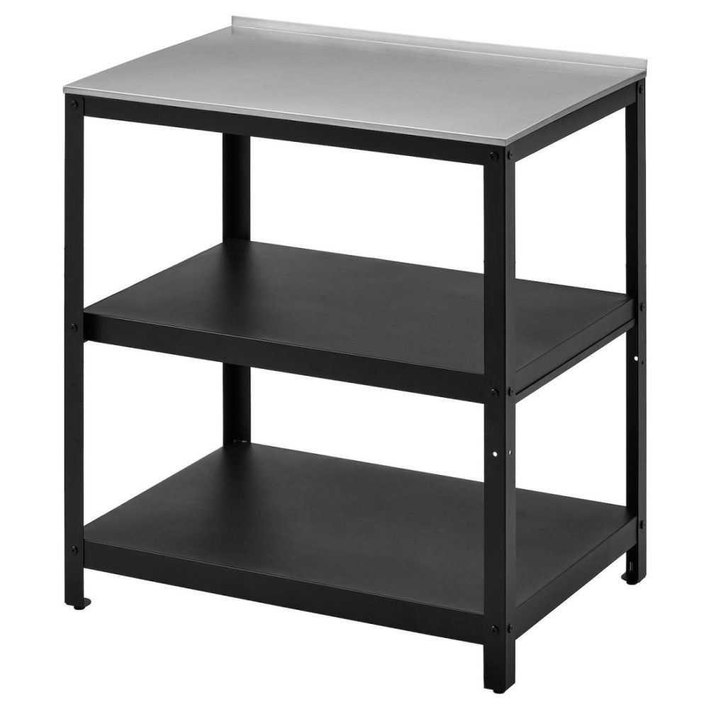 Kitchen Island Shelf Unit, Black/Stainless Steel Outdoor Outdoor