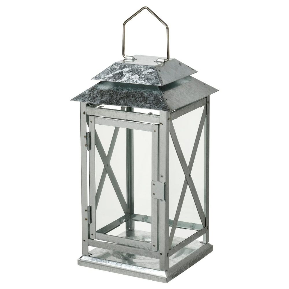 Lantern For Candle, Indoor/Outdoor, Galvanized Outdoor