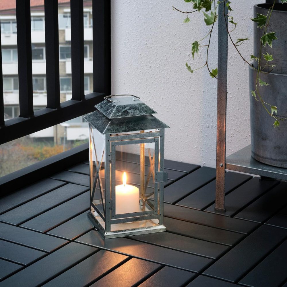 Lantern For Candle, Indoor/Outdoor, Galvanized Outdoor