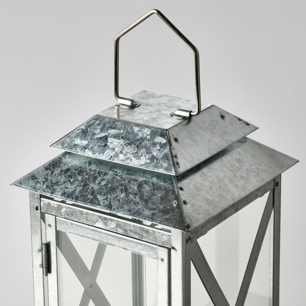 Lantern For Candle, Indoor/Outdoor, Galvanized Outdoor