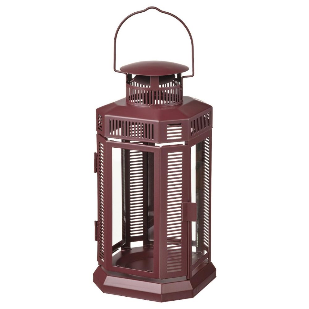 Lantern For Pillar Candle, In/Out, Brown-Red Outdoor