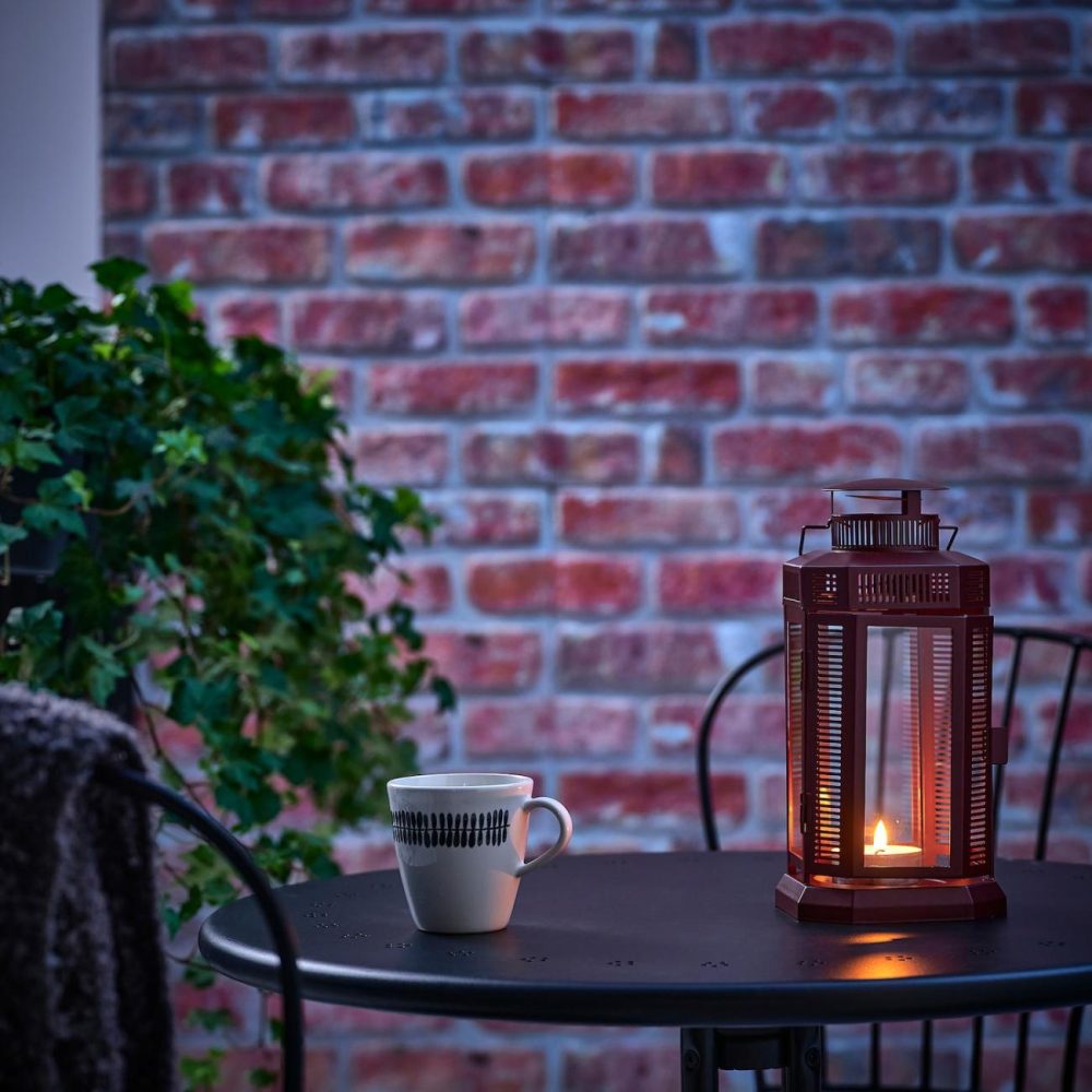 Lantern For Pillar Candle, In/Out, Brown-Red Outdoor