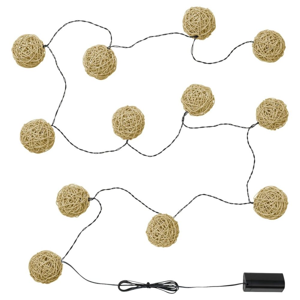 Led String Light With 12 Lights, Battery Operated/Beig Decorative Lighting Battery Operated/Beige