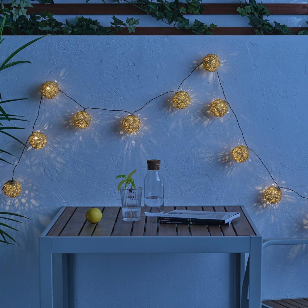 Led String Light With 12 Lights, Battery Operated/Beig Decorative Lighting Battery Operated/Beige