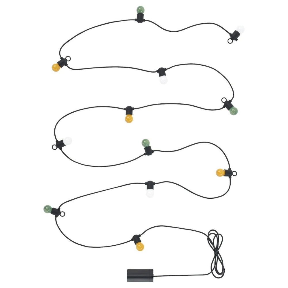 Led String Light With 12 Lights, Battery Operated/Outdoor Multicolo Decorative Lighting