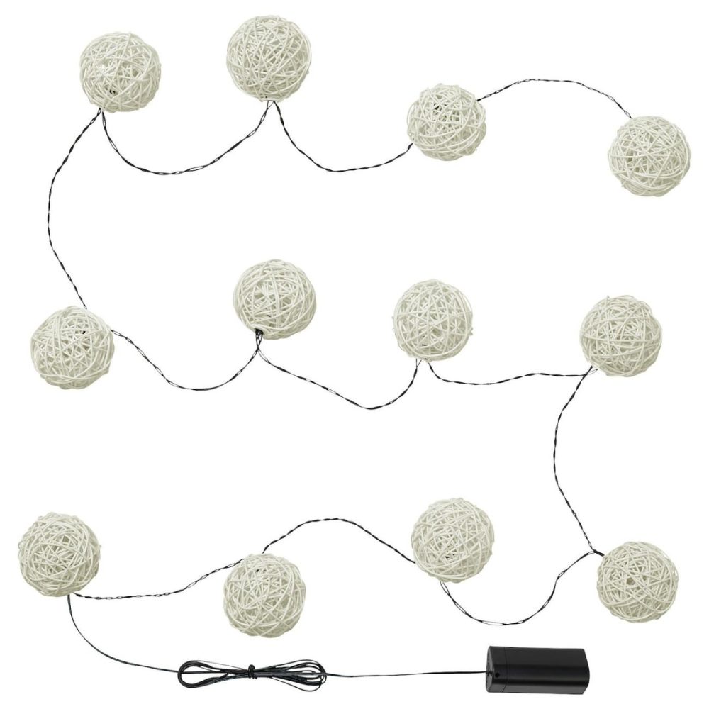 Led String Light With 12 Lights, Battery Operated/Whit Decorative Lighting Battery Operated/White