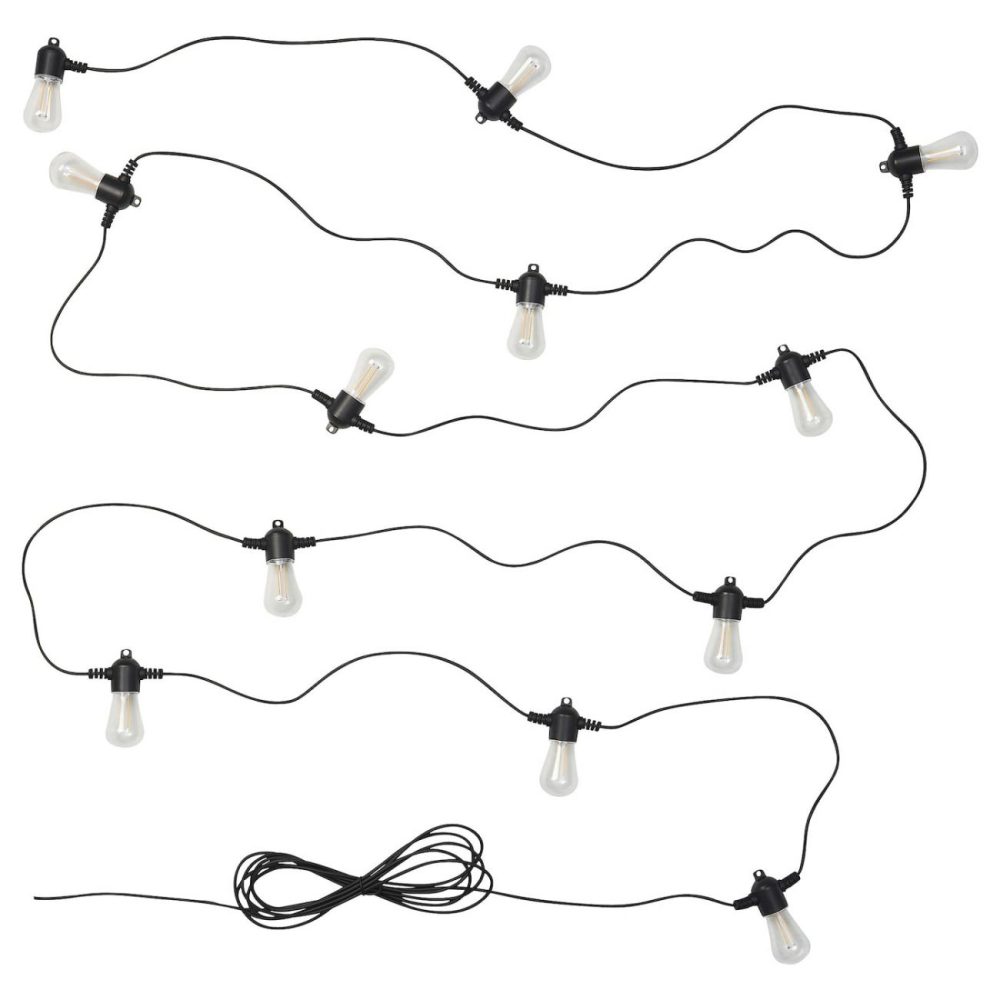 Led String Light With 12 Lights, Black/Outdoo Decorative Lighting