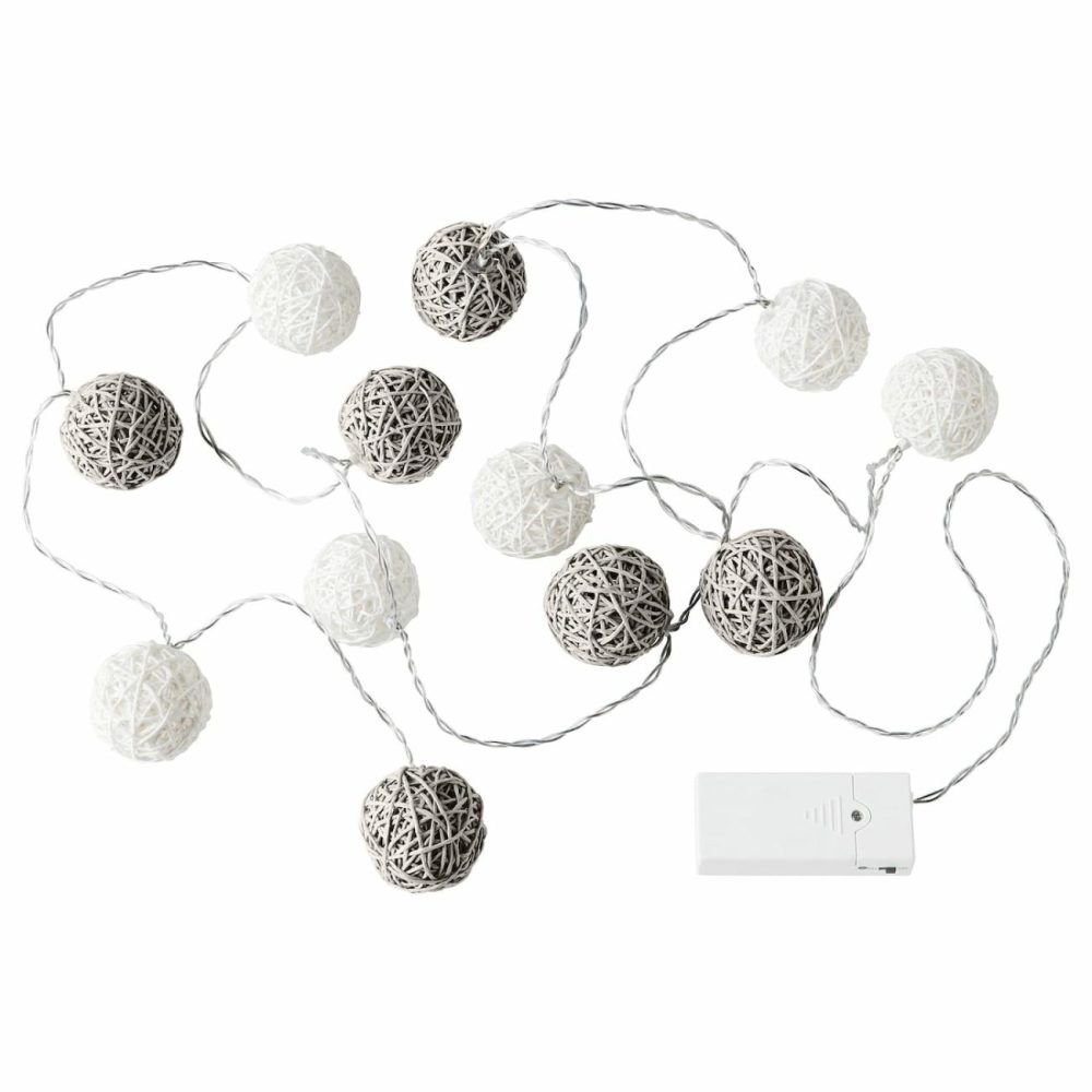 Led String Light With 12 Lights, Indoor/Battery Operated Gray/Whit Decorative Lighting