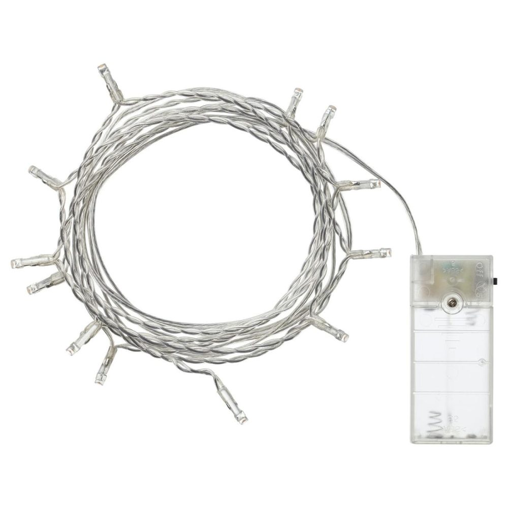 Led String Light With 12 Lights, Indoor/Battery Operated Silver Colo Decorative Lighting Indoor/Battery Operated Silver Color