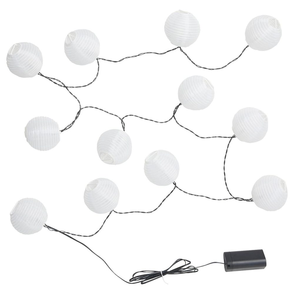 Led String Light With 12 Lights, Outdoor/Battery Operated Whit Decorative Lighting Outdoor/Battery Operated White