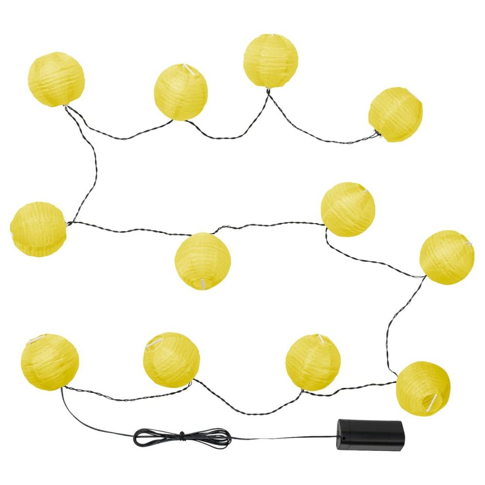 Led String Light With 12 Lights, Outdoor/Battery Operated Yello Decorative Lighting Outdoor/Battery Operated Yellow