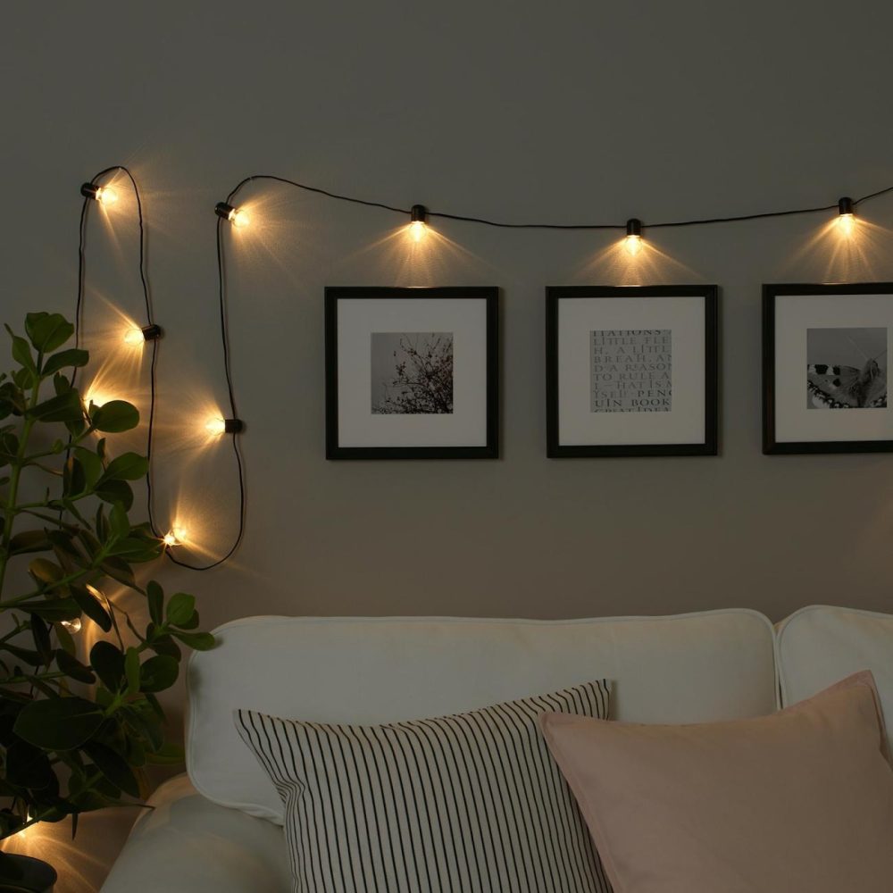 Led String Light With 24 Lights, Indoor Blac Lighting Indoor Black