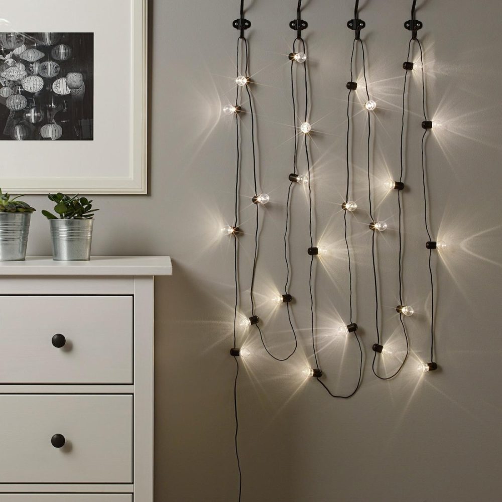 Led String Light With 24 Lights, Indoor Blac Lighting Indoor Black