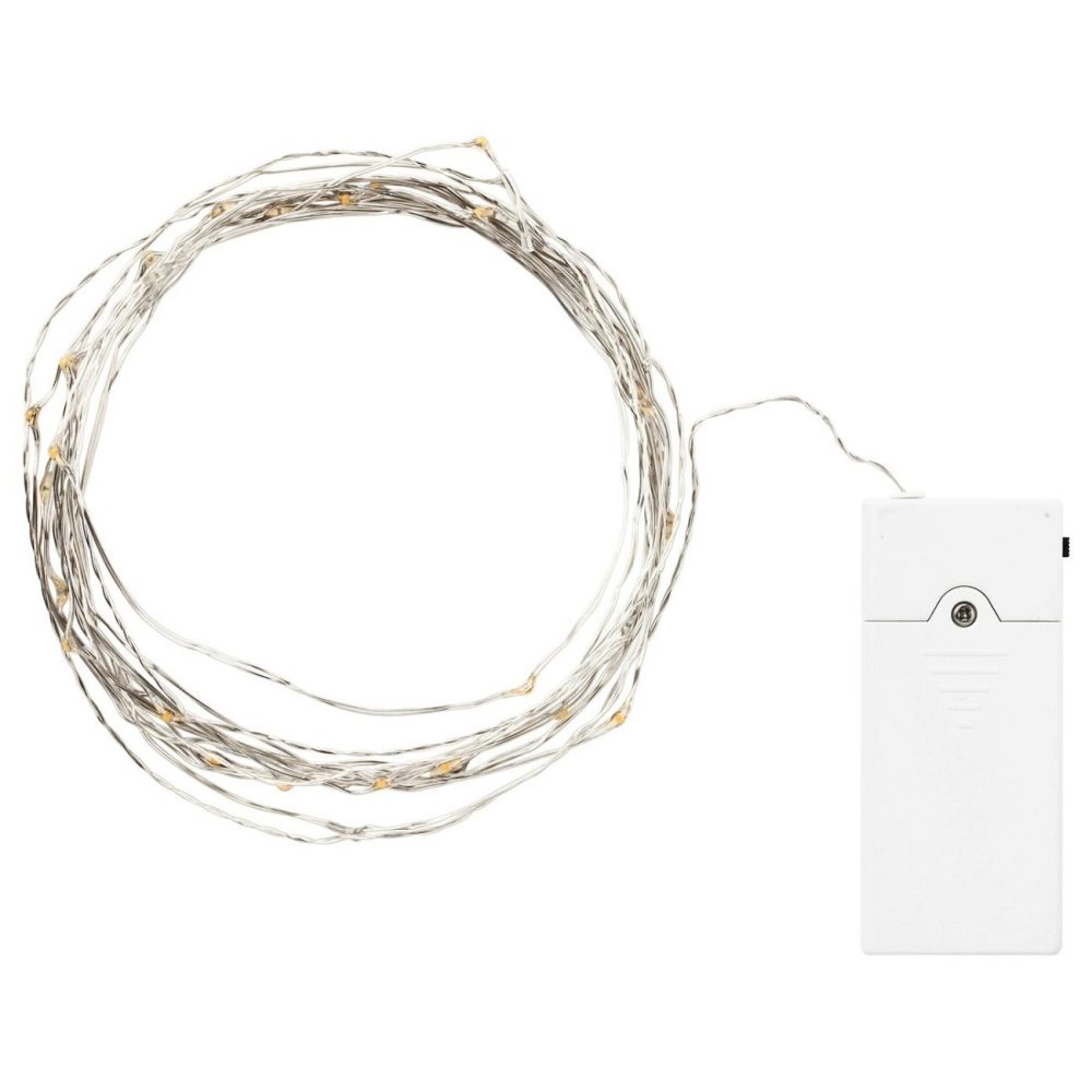 Led String Light With 40 Lights, Indoor/Battery Operated Silver Colo Decorative Lighting