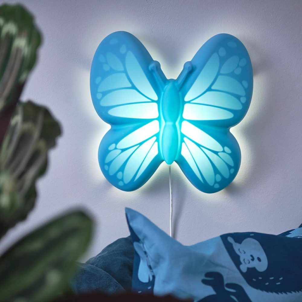 Led Wall Lamp, Butterfly Light Blu Kids Lighting