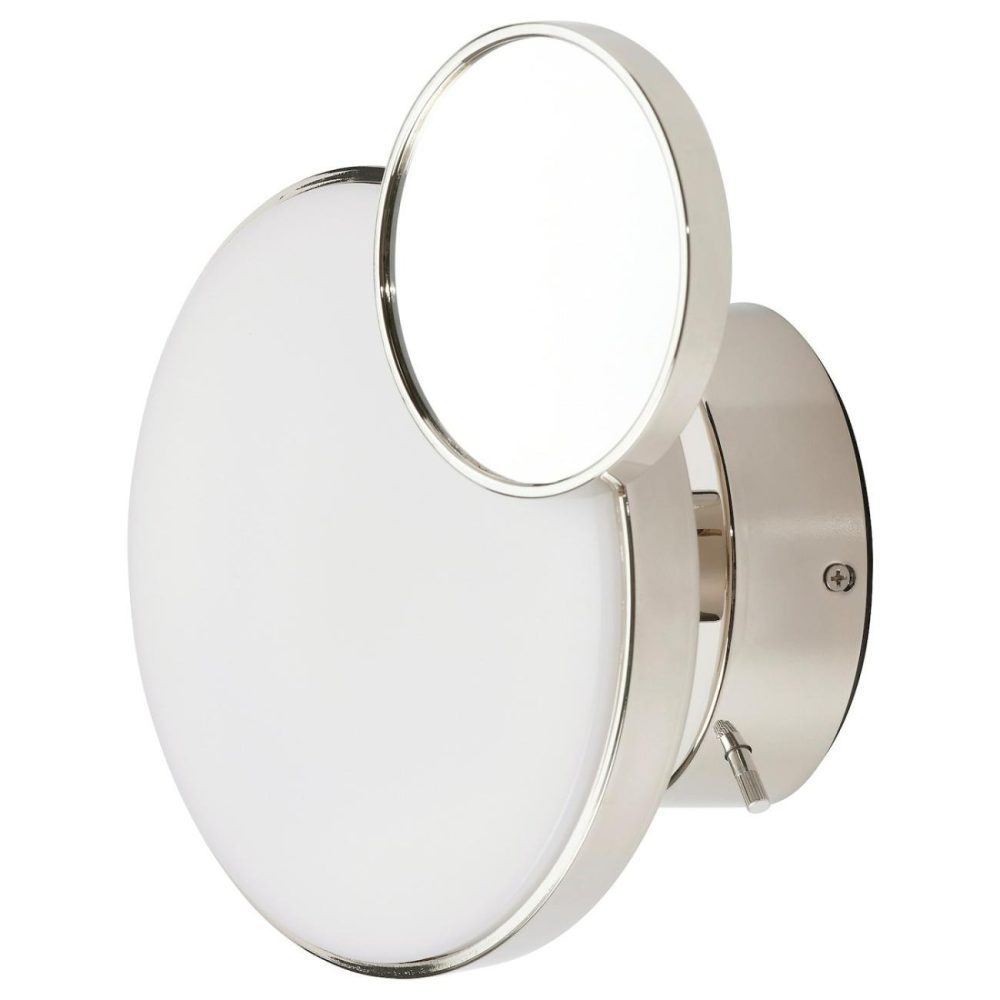 Led Wall Lamp With Mirror, Dimmable Chrome Plated/Glossy Bathroom Lighting Dimmable Chrome Plated/Glossy