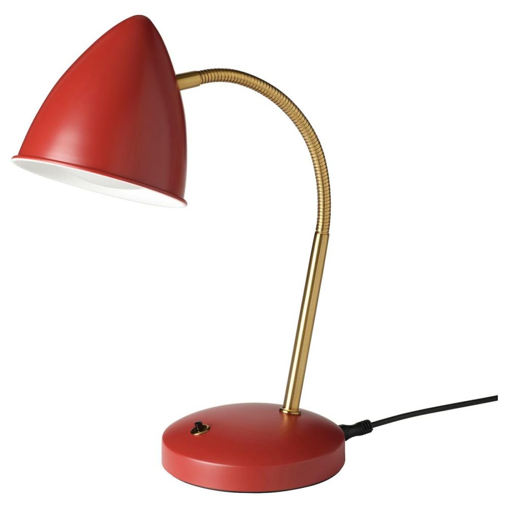 Led Work Lamp, Red/Brass Colo Desk Lamps Red/Brass Color