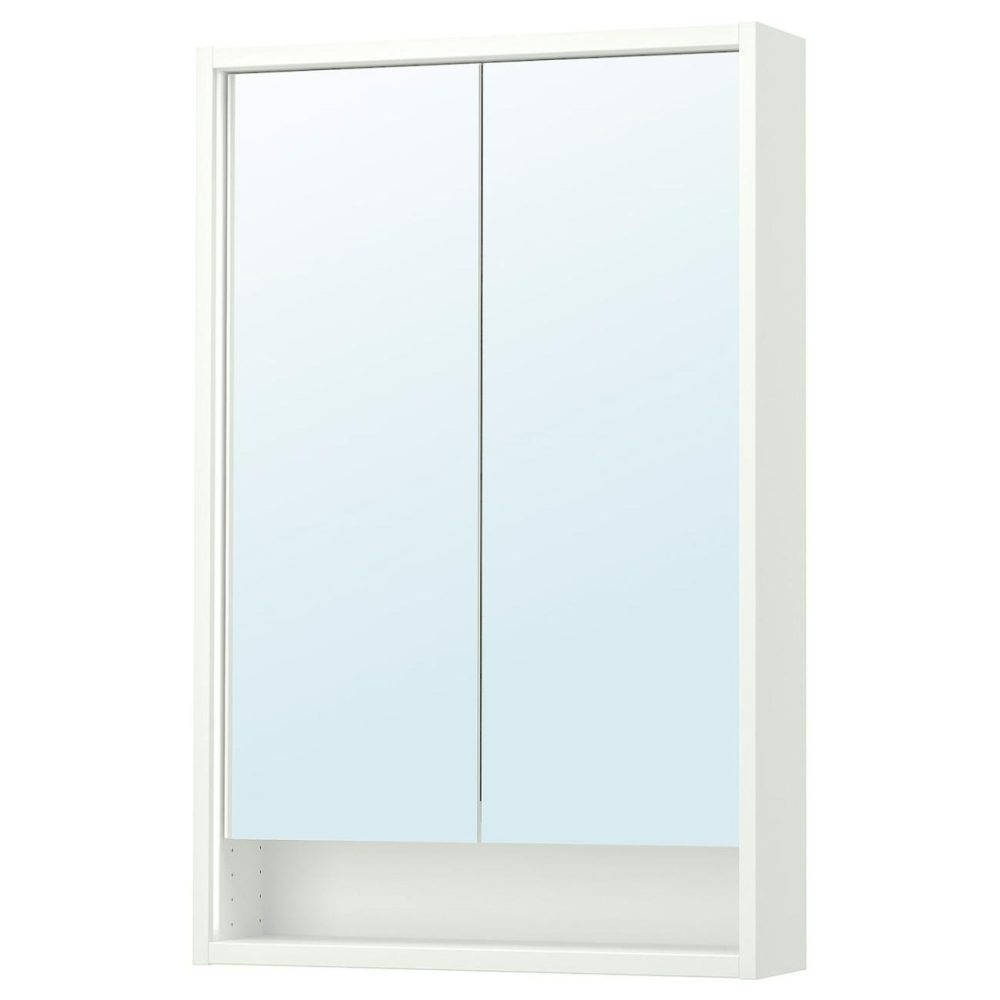 Mirror Cabinet W Built-In Lighting, White Bathroom Lighting White