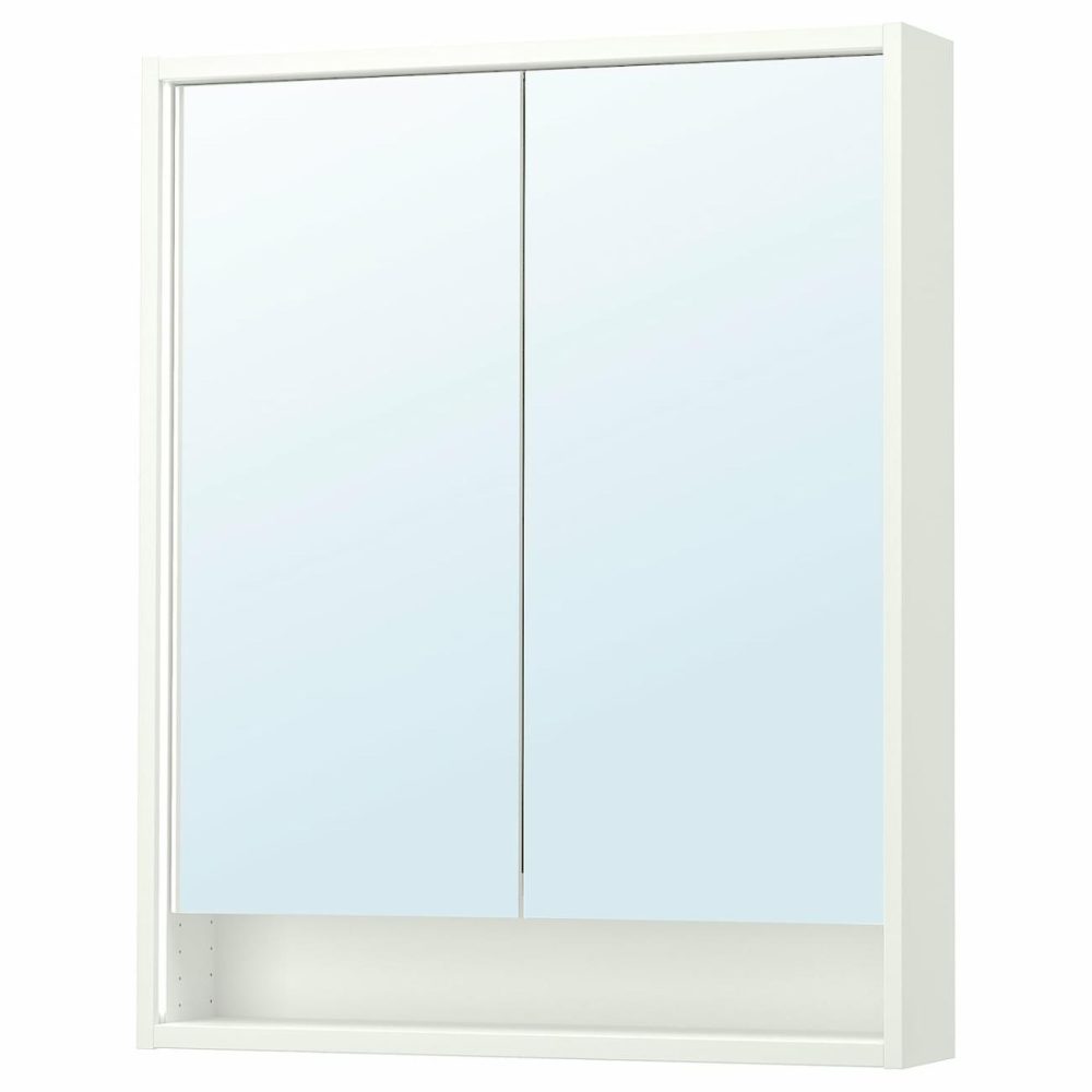 Mirror Cabinet W Built-In Lighting, White Bathroom Lighting White