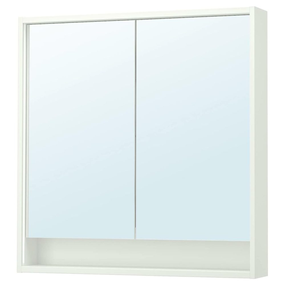 Mirror Cabinet W Built-In Lighting, White Bathroom Lighting White