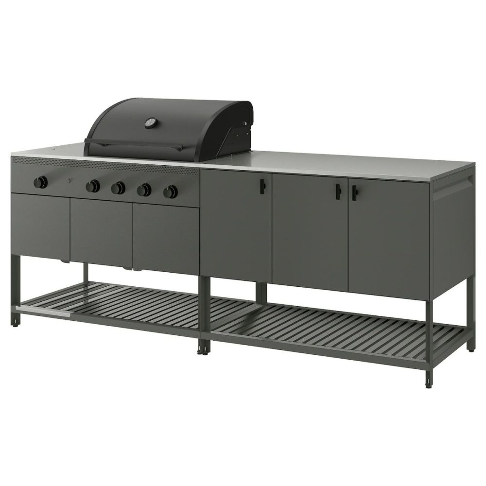 Outdoor Kitchen W Gas Grill, Dark Gray Outdoor