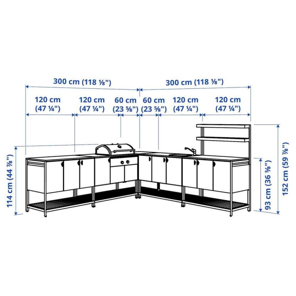 Outdoor Ktchn W Chrcl Bbq+Sink Unit, Dark Gray Outdoor