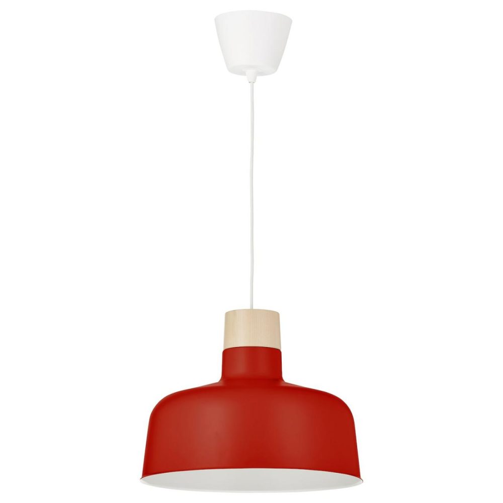 Pendant Lamp, Red/Birch Ceiling Lights Red/Birch