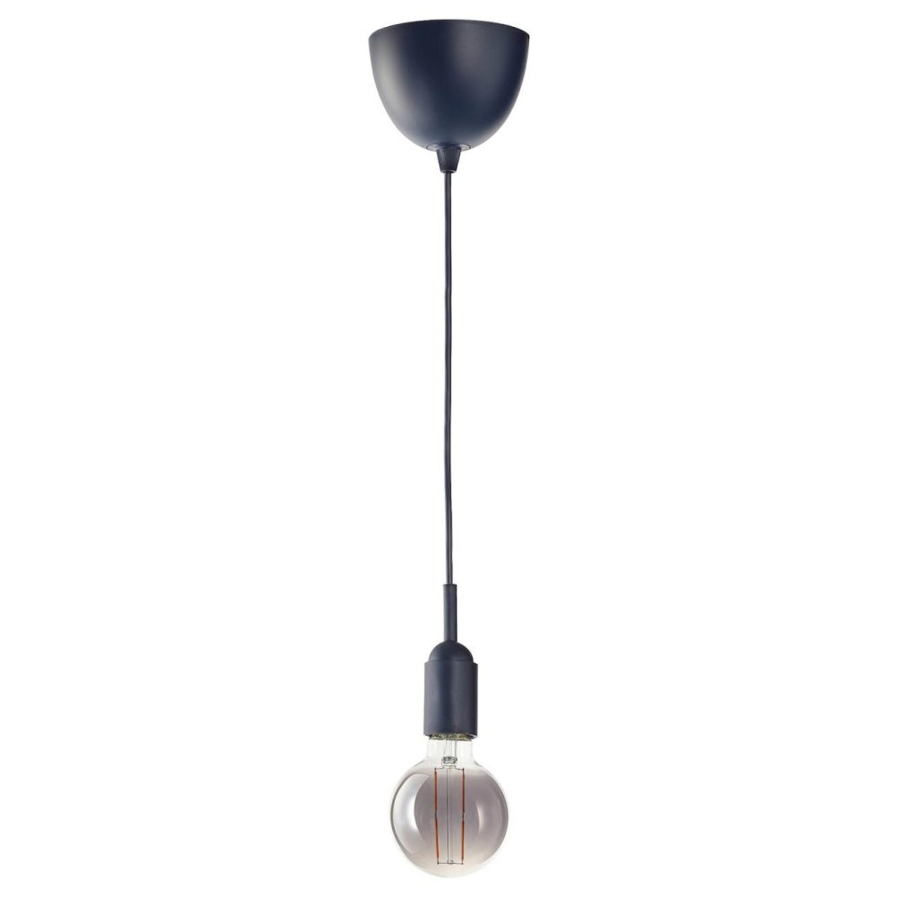 Pendant Lamp With Led Bulb, Dark Blue/Gray Clear Glass Ceiling Lights