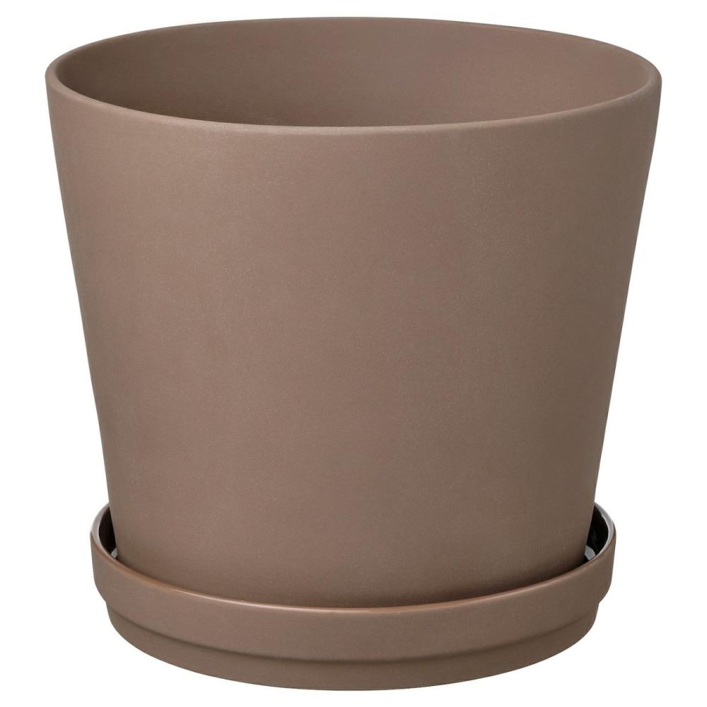 Plant Pot With Saucer, Indoor/Outdoor Brown Outdoor Indoor/Outdoor Brown