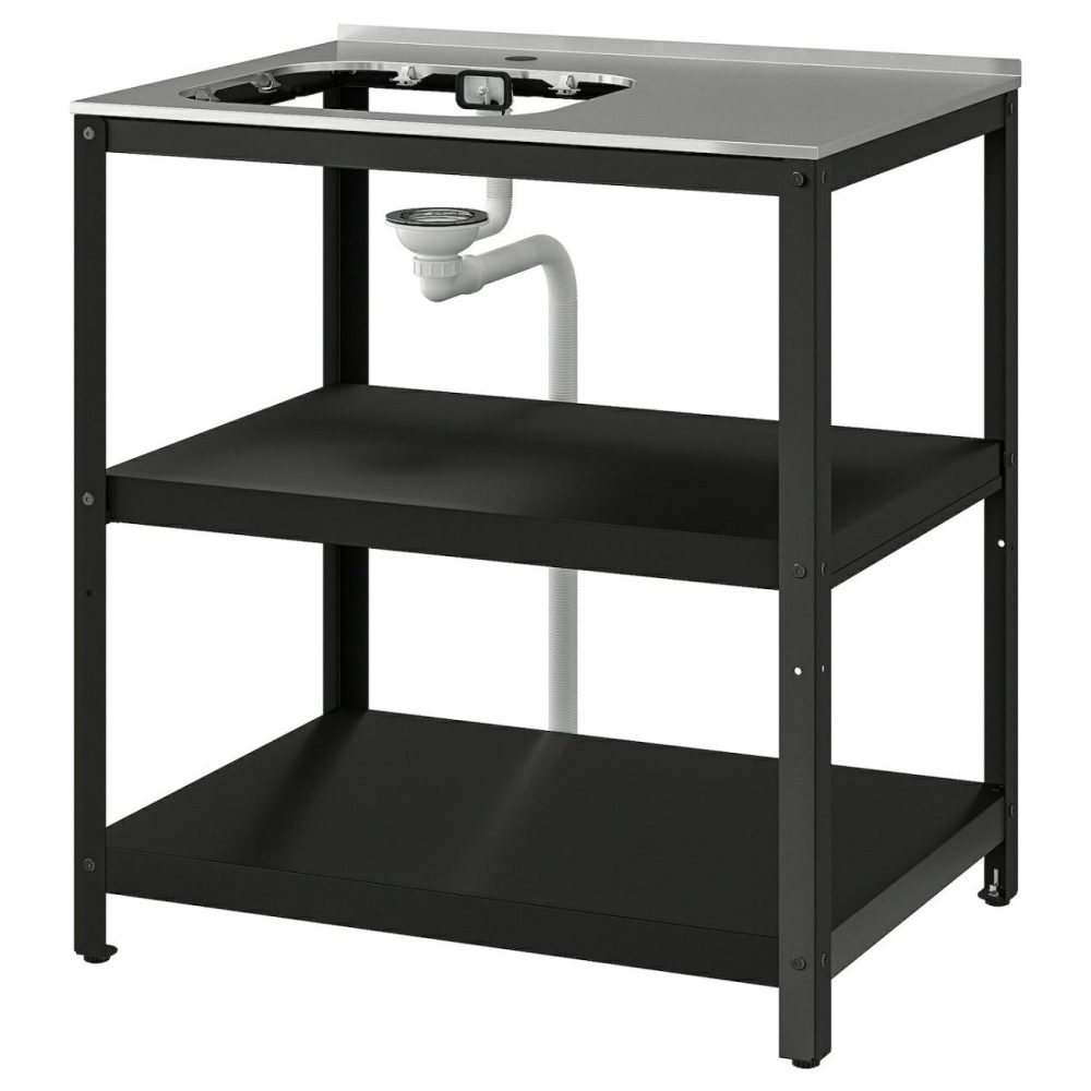 Shelf Unit For Sink, Black/Stainless Steel Outdoor Outdoor