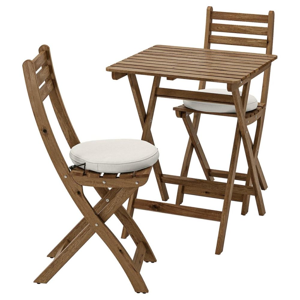 Table And 2 Folding Chairs, Outdoor, Light Brown Stained/Frösön/Duvholmen Beig Outdoor Askholmen Light Brown Stained/Frösön/Duvholmen Beige