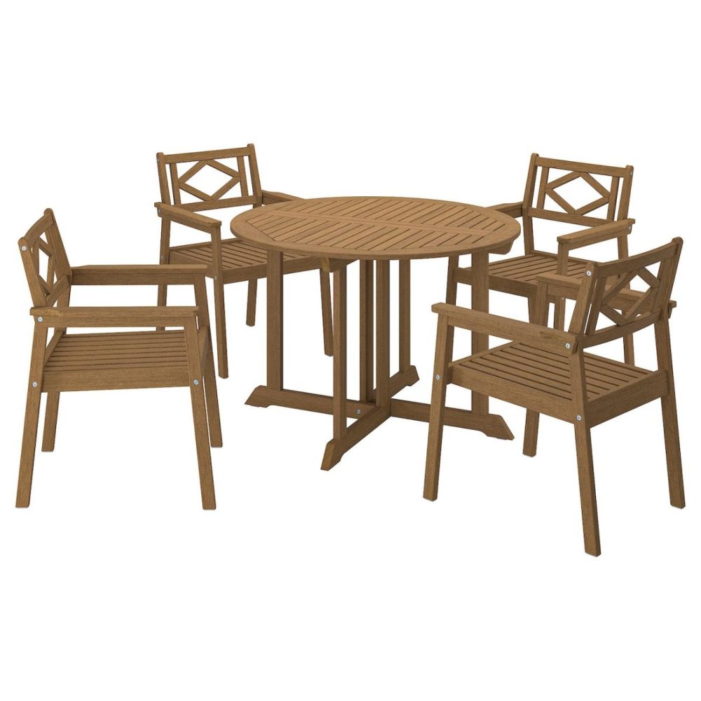 Table And 4 Armchairs, Outdoor, Brow Outdoor Bondholmen Brown