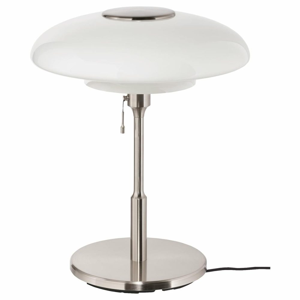 Table Lamp, Nickel Plated/Opal Glass Lamps & Light Fixtures