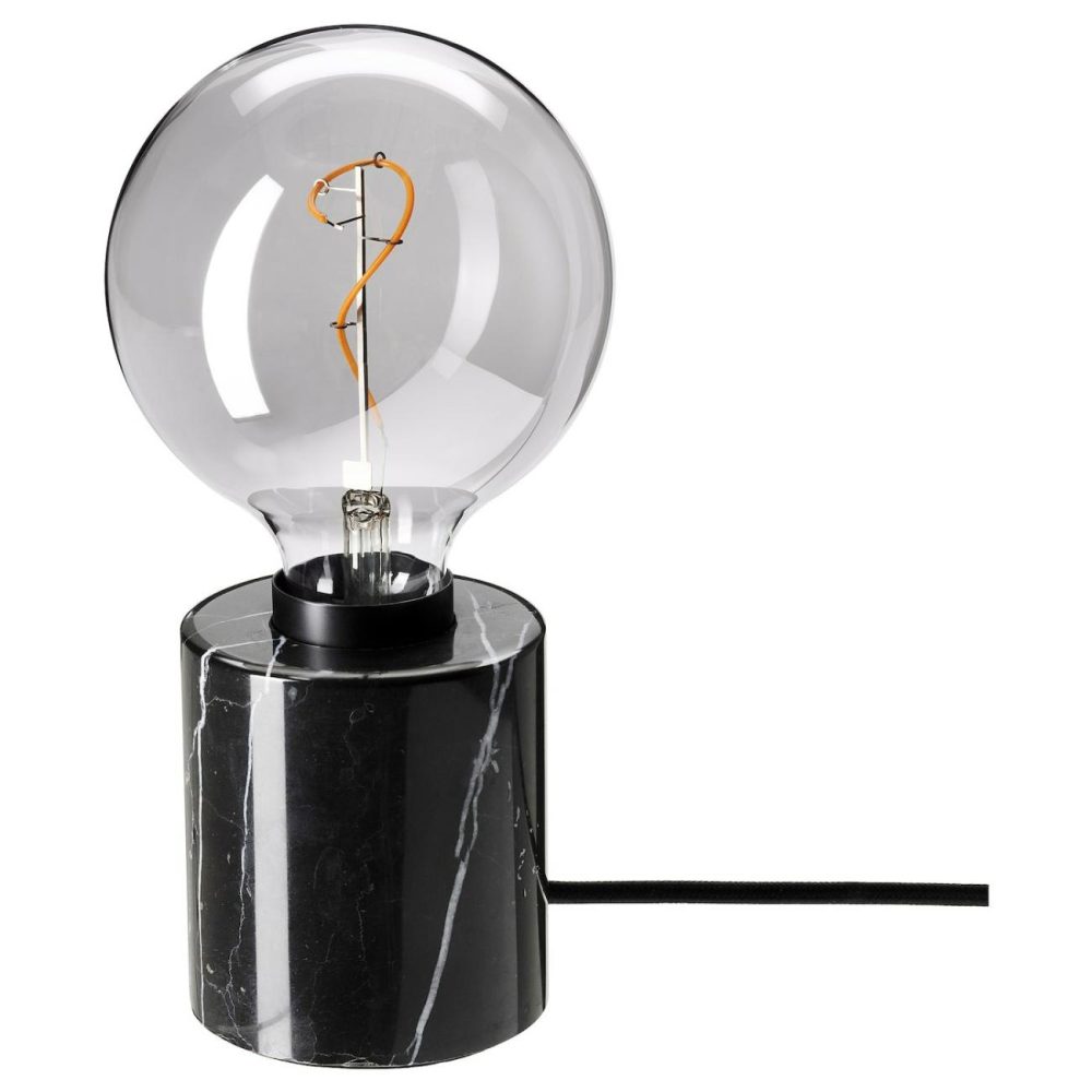 Table Lamp With Led Bulb, Black/Gray Clear Glass Lamps & Light Fixtures